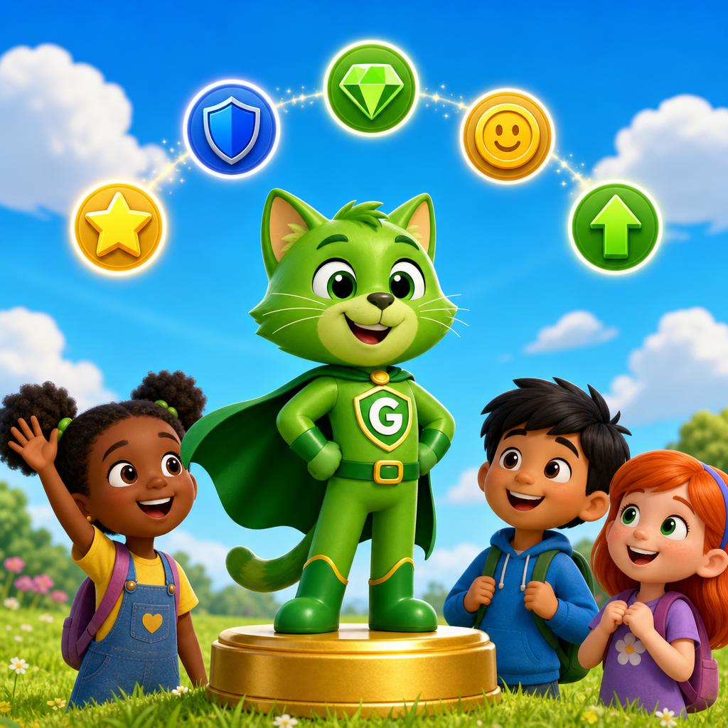 LeoKids+ maskotu ve öğrenciler